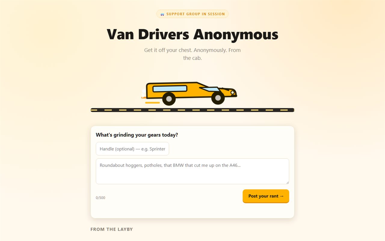 Van Drivers Anonymous interactive site